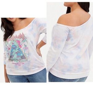 NWT Torrid vinyl icons size 4 Def Leppard off shoulder sweatshirt